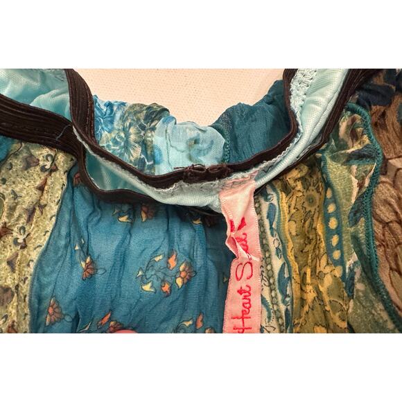 NWT Y2K Heart Soul Patchwork Maxi Skirt Elastic Waist Size XL Juniors Blue/Green - Picture 5 of 5